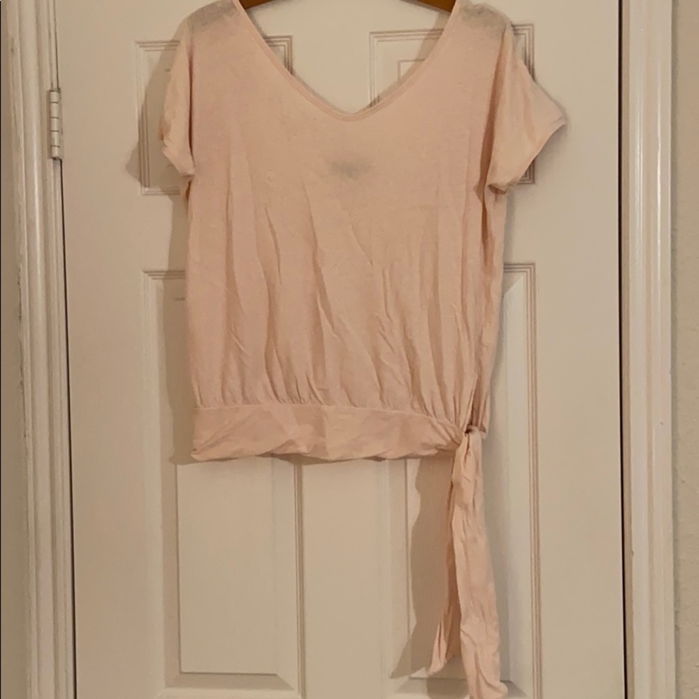 Blush Gap Relaxed Tee with Tie at Waistband